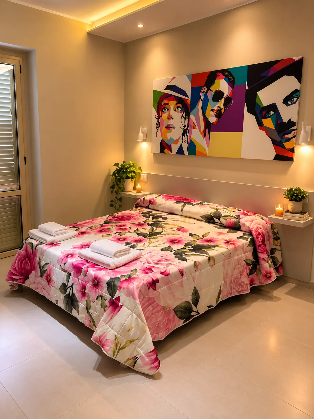 Camera Cantanti – B&B a Crotone: letto matrimoniale e vista d'insieme della camera moderna e accogliente